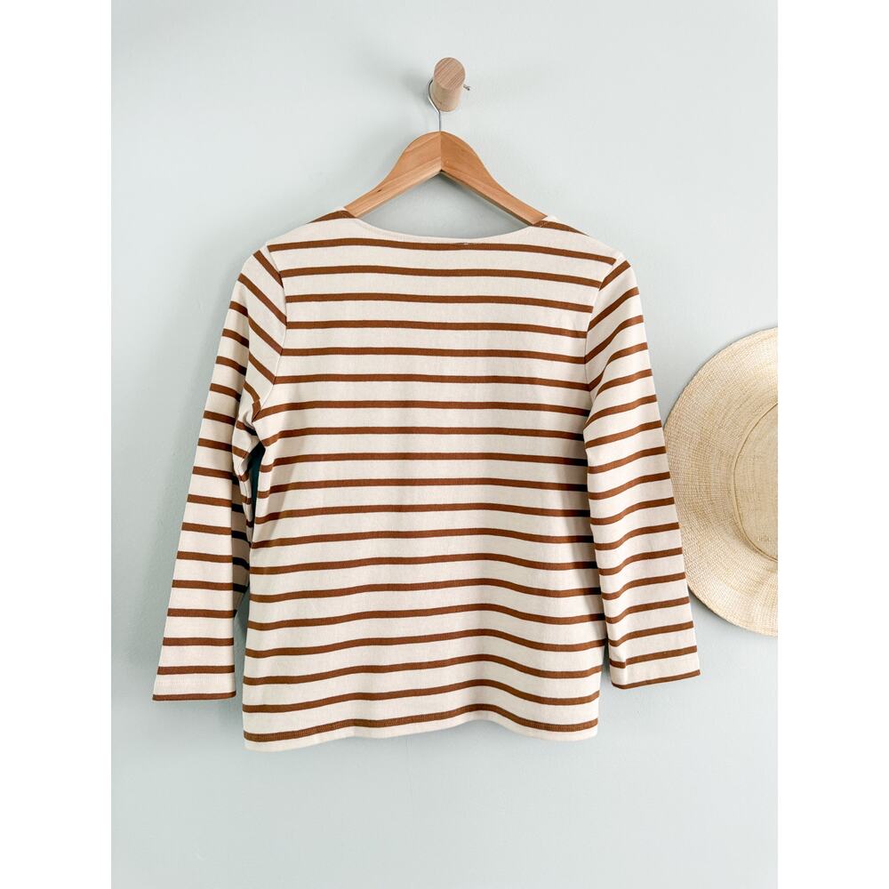 Sézane | Colette Marinière Stripe Top Ecru Camel Long Sleeve | Sz XS - Picture 8 of 8
